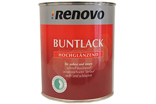 Renovo Buntlack Hochglänzend innen/außen lösemittelhaltig 0,75 Liter Farbwahl, Farbe (RAL):RAL 3004 Purpurrot von Renovo