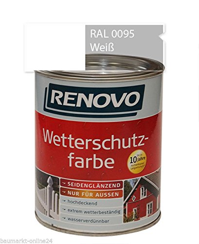 Renovo Wetterschutzfarbe 5 Liter weiß RAL 0095 von Renovo