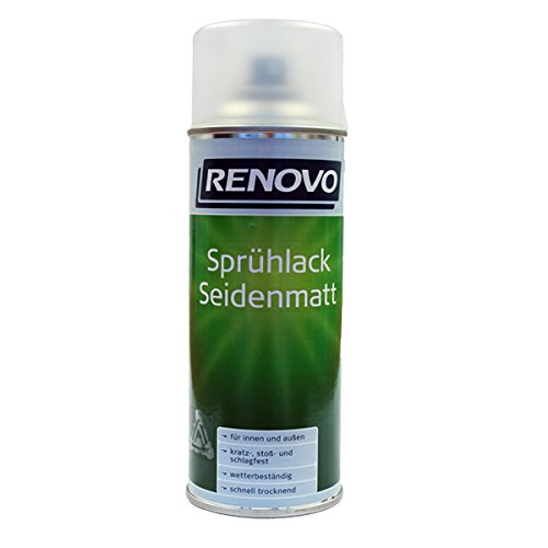 Renovo farbloser, seidenmatter Sprühlack in der 400 ml Dose für innen und außen von Renovo