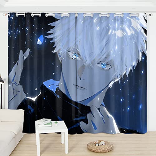 Renta Druck Blackout Curtain für Schlafzimmer, Jujutsu Kaisen Vorhang Kinderzimmer Blickdicht, Verdunklungsvorhänge ösen 2 Platte-A02||W140 cm x H160 cm von Renta