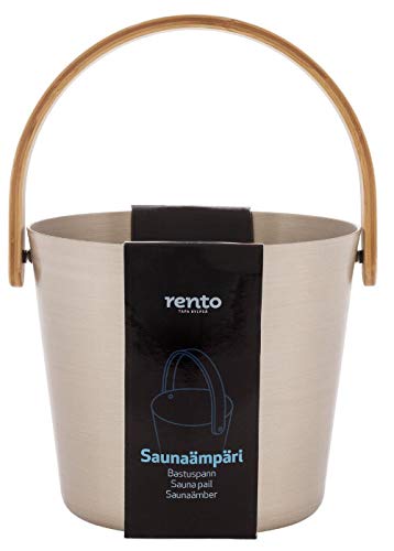 Rento - Saunaeimer - Aluminium mit Bambushenkel - Champagner - 5 Liter von Rento