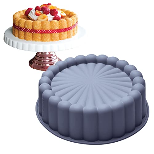 Charlotte-Kuchenform, rund, Silikon, speziell für Sonnenblume, Kuchenform, antihaftbeschichtet, Durchmesser: 19,5 cm von Renywosi