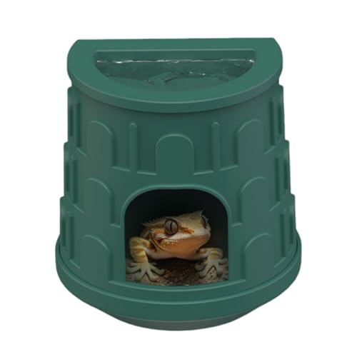Kleines Reptilienversteck | Käfig Leopard Haus Versteck - Lebensraum Tiere Kletterspielzeug mit Top Futternapf für Terrarium Aquarium Tank Gehege Bartagame von Renywosi