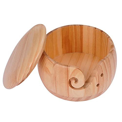 Renywosi Garn Schüssel, Holz Wollschale Garnschale Mit Deckel, Garnschale Aus Holz, Handgefertigte Holzgarnschale Mit Deckel, Woll Schale Wood Yarn Bowl Zum Stricken Und Häkeln, Handwerk Geschenk von Renywosi