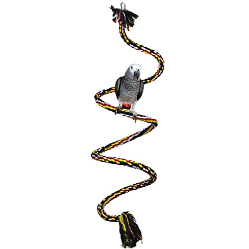 Renywosi Seilstange, Spielzeug zum Klettern, Vogelschaukel mit Glocke | Sitzstangen aus elastischem Seil für kleine und mittelgroße Papageien und Nymphensitten, Zubehör für Vogelkäfig von Renywosi