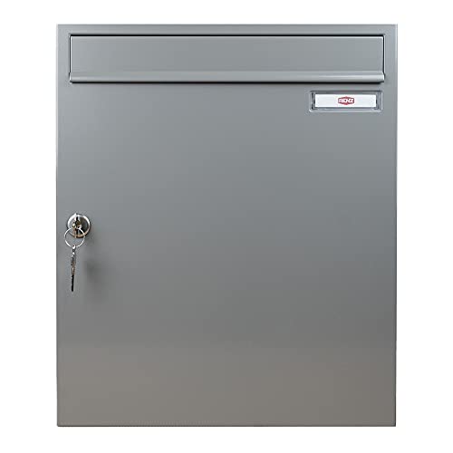 RENZ Briefkasten Classic 23 Liter - 370 mm x 440 mm x 145 mm - Einwurf 335 mm x 33 mm für Format C4 / B4 - Graualuminium (RAL 9007) - 17-1-19313 von Renz