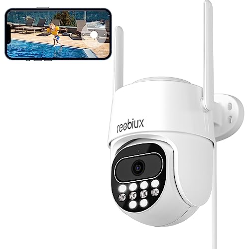 Reobiux 1080P Überwachungskamera Aussen WLAN, PTZ Outdoor IP Kamera Überwachung Außen, 355°/90°Schwenkbar WiFi Dome Camera mit Automatische Verfolgung, Farbe Nachtsicht, Zwei-Wege-Audio, IP66 von Reobiux