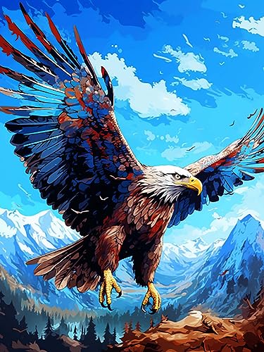 Reofrey 5D DIY Diamond Painting Zubehör Adler Full Set, Malerei Diamant Painting Bilder Tier Kristallstickerei Kreuzstich Home Schlafzimmer Büro Wanddekoration 30x40cm von Reofrey