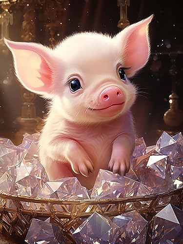 Reofrey 5D Diamond Painting Zubehör Schwein, DIY Full Dril Tier Diamant Painting Bilder Set Diamant Malerei Vollbohrer, Kreuzstich Erwachsene Stickerei Crystal Strass Foto Craft Für Home 30X40cm von Reofrey