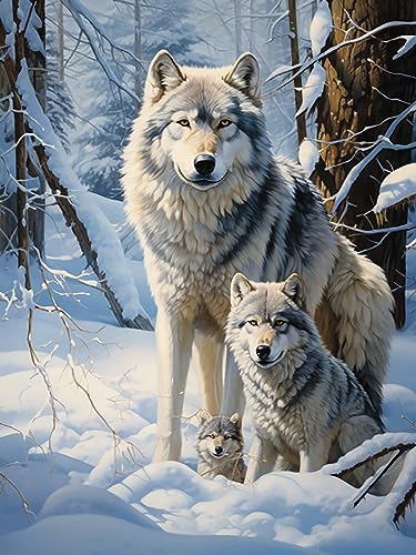 Reofrey 5D Diamond Painting Zubehör Wolf, DIY Full Dril Tier Diamant Painting Bilder Set Diamant Malerei Vollbohrer, Kreuzstich Erwachsene Stickerei Crystal Strass Foto Craft Für Home 30X40cm von Reofrey