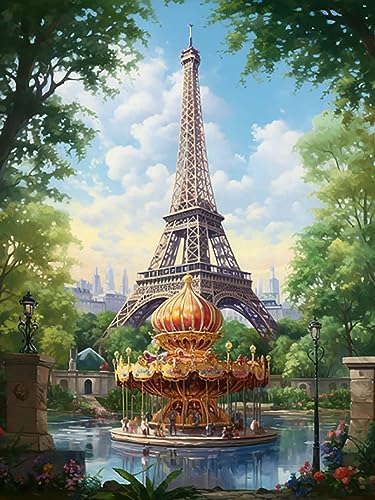 Reofrey DIY Diamond Painting Zubehör Pariser turm Full Set, 5D Malerei Diamant Painting Bilder Schauplatz Kristallstickerei Kreuzstich Home Schlafzimmer Büro Wanddekoration 30x40cm von Reofrey