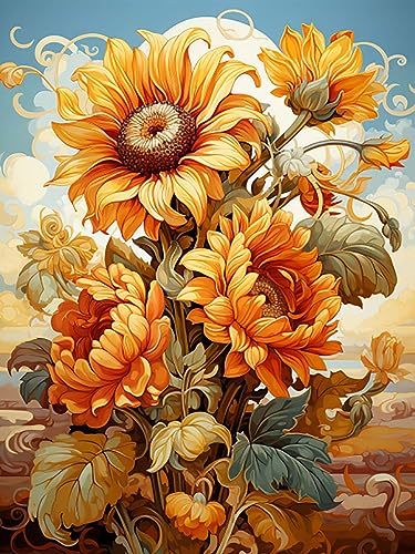 Reofrey DIY Diamond Painting Zubehör Sonnenblumenblume Full Set, Malerei Diamant Painting Bilder Landschaft Kristallstickerei Kreuzstich Home Schlafzimmer Büro Wanddekoration 30x40cm S32 von Reofrey