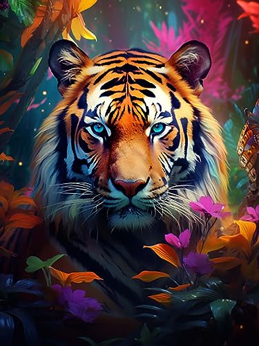 Reofrey DIY Diamond Painting Zubehör Tiger Full Set, Malerei Diamant Painting Bilder Tier Kristallstickerei Kreuzstich Home Schlafzimmer Büro Wanddekoration 30x40cm S7 von Reofrey