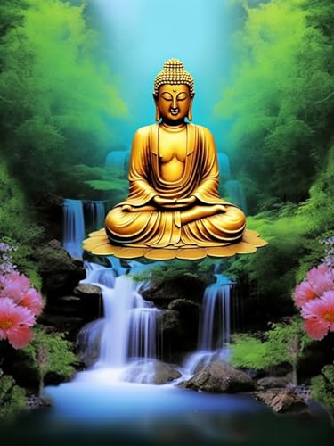 Reofrey Diamond Painting Zubehör DIY Diamantmalerei Wasserfall Buddha-Statue Bohren Voll Stickerei Strass Diamant Malerei Set Wanddekoration 40x50 cm Reofrey Diamond Painting Zubehör DIY Diamantmalerei Wasserfall Buddha-Statue Bohren Voll Stickerei Strass Diamant Malerei Set Wanddekoration 40x50 cm von Reofrey