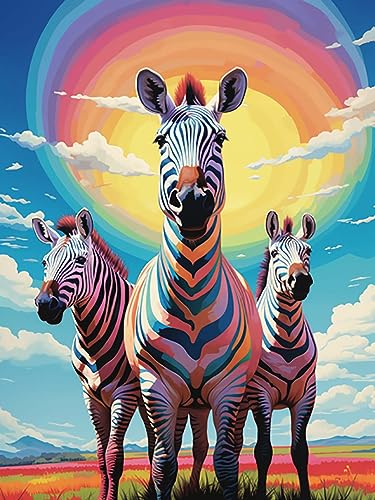 Reofrey Diamond Painting Zubehör Zebra Full Set, Malerei Diamant Painting Bilder Tier Kristallstickerei Kreuzstich Home Schlafzimmer Büro Wanddekoration 30x40cm von Reofrey