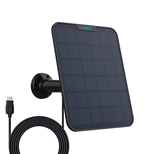[2023 Update-Version] Reolink 6W Solarpanel für Akku Überwachungskamera Aussen, USB Schnittstelle, Solar WLAN IP Kamera Outdoor, 360° Einstellbare Halterung, Non-Stop-Solar(4m Kabel), Schwarz von Reolink
