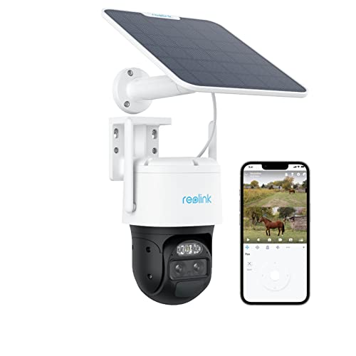 Reolink 3G/4G LTE PTZ Solar Überwachungskamera mit SIM-Kartenslot, Auto-Tracking & Auto-Zoom, Dual-Lens, Akku Kamera Outdoor mit 30m Farbnachtsicht, 2K 4MP, KI-Erkennung, TrackMix LTE+6W Solarpanel von Reolink