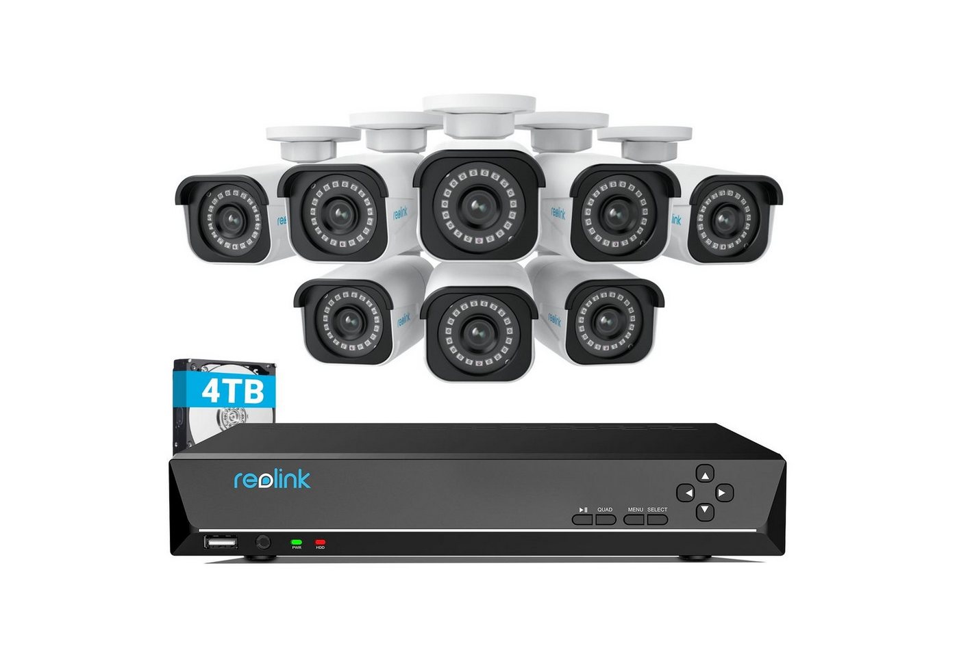 Reolink Überwachungskamera RLK16-810B8-A 4K PoE (Außenbereich, Videoüberwachungsset, Videoüberwachung mit 8X 8MP PoE IP Kamera und 16CH 4TB HDD NVR, Personenerkennung und Fahrzeugerkennung, IP66, 30M IR Nachtsicht) Reolink Überwachungskamera RLK16-810B8-A 4K PoE (Außenbereich, Videoüberwachungsset, Videoüberwachung mit 8X 8MP PoE IP Kamera und 16CH 4TB HDD NVR, Personenerkennung und Fahrzeugerkennung, IP66, 30M IR Nachtsicht) von Reolink