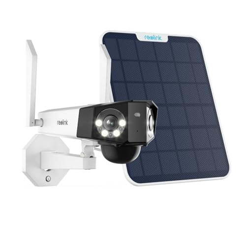 Reolink 4K 8MP Akku Überwachungskamera Aussen Solar mit 180°-Paranoma, Dual-Lens WLAN Kamera Outdoor mit 2,4&5GHz Wi-Fi, Person/Fahrzeug/Haustiererkennung, 30m Farbnachtsicht, Duo 2+6W Solarpanel von Reolink