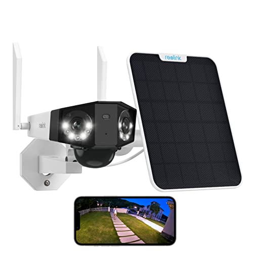 Reolink 4K 8MP Akku Überwachungskamera Aussen Solar mit 180°-Paranoma, Dual-Lens WLAN Kamera Outdoor mit 2,4&5GHz Wi-Fi, Person/Fahrzeug/Haustiererkennung, 30m Farbnachtsicht, Duo 2+6W Solarpanel von Reolink