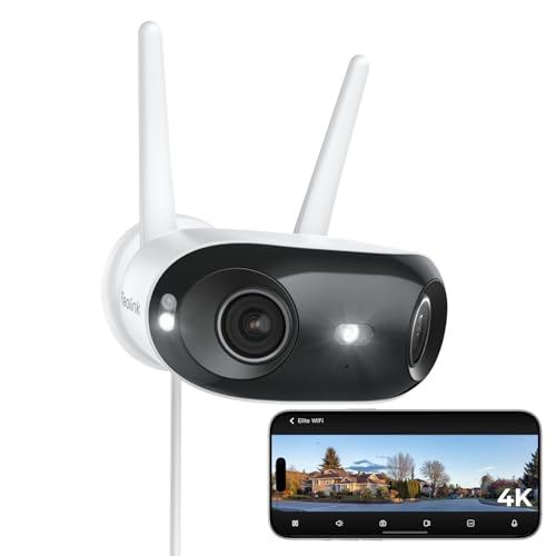 Reolink 4K Wi-Fi 6 Überwachungskamera Aussen mit 180° Panoramablick, 2.4/5GHz Dual-Band WLAN Kamera Outdoor mit Perimeterschutz, Farbnachtsicht, Smart-Erkennung, Ohne-ABO, Plug-in, Elite WiFi von Reolink