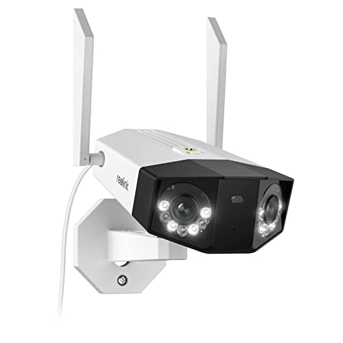 Reolink 4K Dual-Lens WLAN Überwachungskamera Aussen, 180° Ultra-Weitwinkel, Person-/Fahrzeug-/Haustier-Erkennung, 2,4/5 GHz WiFi, Farbnachtsicht, 2-Wege-Audio, Duo 2 WiFi (Generalüberholt) von Reolink