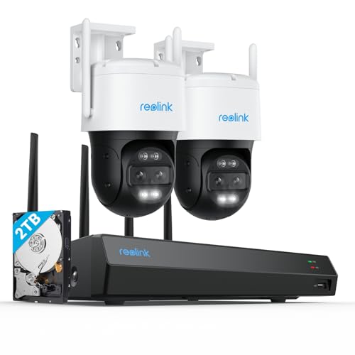 Reolink 4K Wi-Fi 6 PT Überwachungskamera Aussen Set, 2X WLAN Kameras Outdoor mit 355° Pan & 90° Tilt, Bewegungsverfolgung, Smart-Erkennung, Farbnachtsicht, 12CH Wi-Fi NVR mit 2TB HDD (RLK12-800WTM2) von Reolink