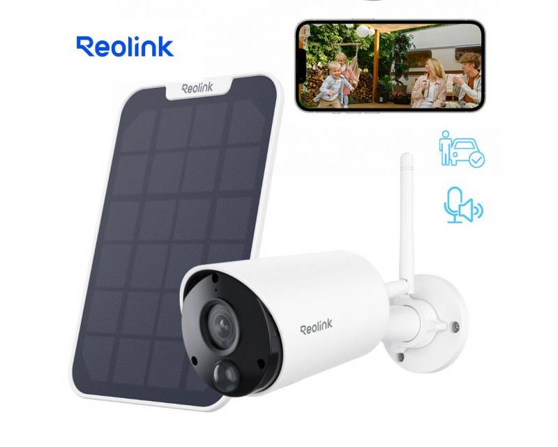 Reolink Überwachungskamera Argus Eco+Solarpanel 3MP Akku- oder solarbetriebene WLAN IP (Außenbereich, Personen-/Autoerkennung, IR-Nachtsicht) von Reolink