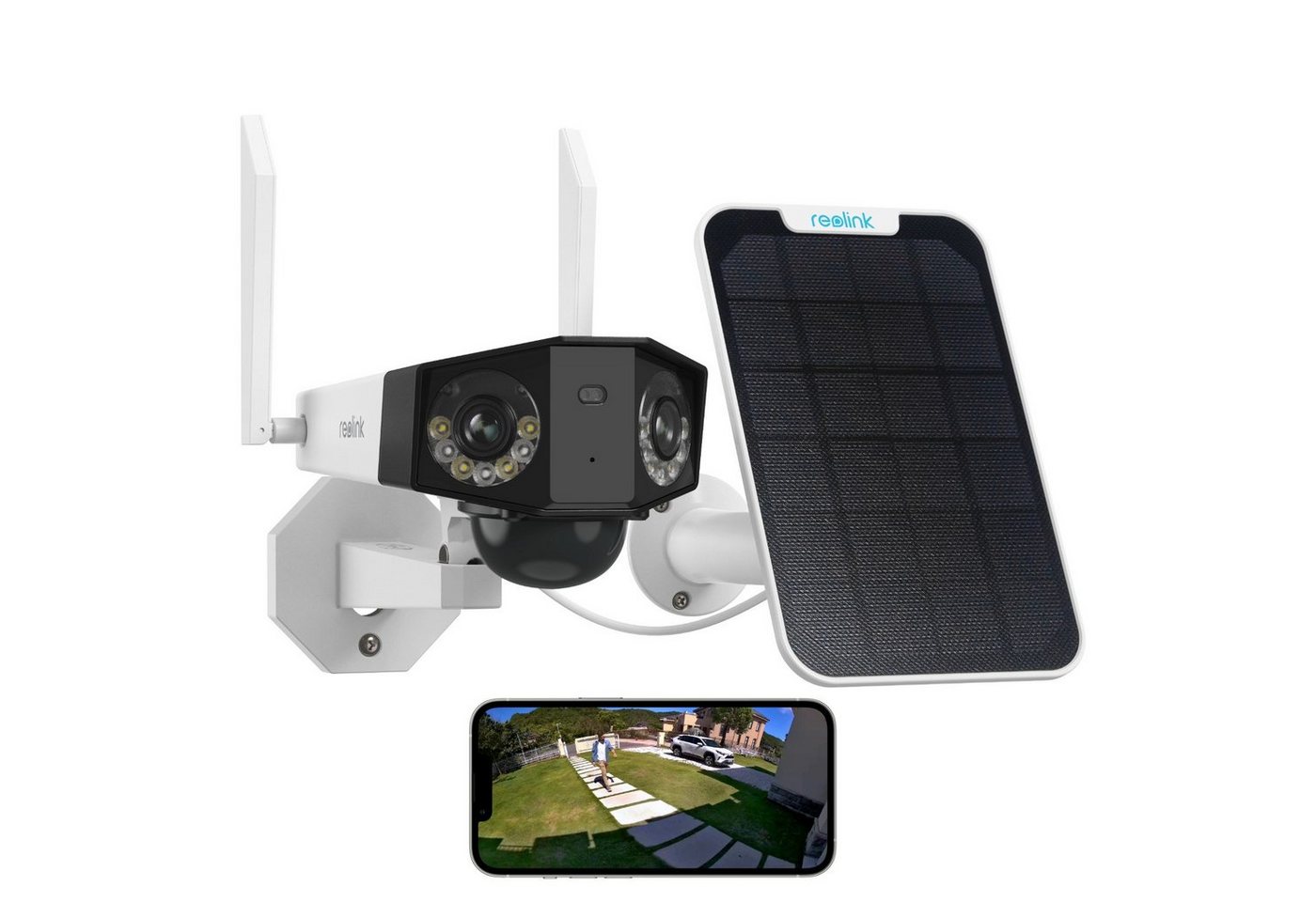 Reolink Duo 2+Solarpanel Überwachungskamera (Außenbereich, 1-tlg., 6MP Akku WLAN Kamera Outdoor mit 180° Ultra-Weitwinkel) von Reolink