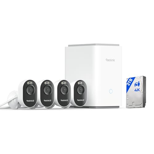 Reolink Home Hub Pro mit 4× Lumus Pro, 4K Wi-Fi 6 All-in-One Sicherheitssystem mit 2TB HDD, Max. 16TB Speicher, Spotlight Nachtsicht, Dual-Band Wi-Fi, Smart-Erkennung, Anti-Diebstahl Verschlüsselung von Reolink