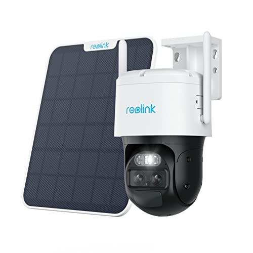 Reolink PTZ Überwachungskamera Aussen Akku mit Auto-Tracking & Auto-Zoom, Dual Lens, 4MP Solar WLAN Kamera Outdoor, 2,4/5GHz WiFi, 30m Farbnachtsicht, KI-Erkennung, 360° View, TrackMix+Solarpanel von Reolink