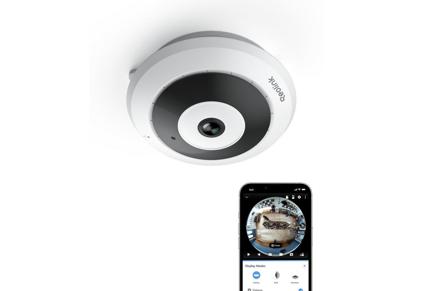 Reolink Überwachungskamera 6MP 360° Panorama WLAN Fisheye-Kamera (Innenbereich, Bewegungserkennung,Personenerkennung,2-Wege-Audio) von Reolink