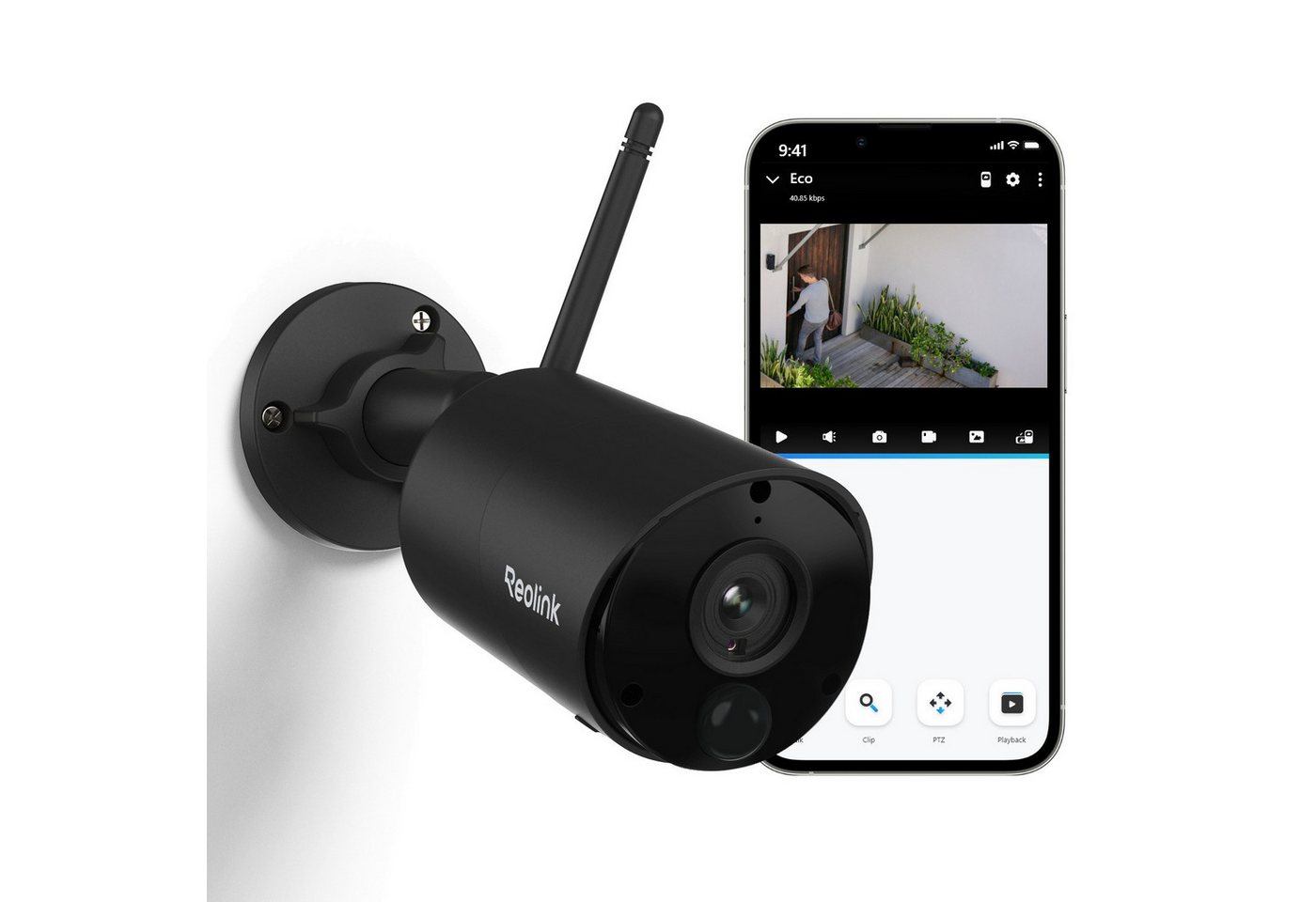 Reolink Überwachungskamera Argus Eco 3MP Akku WLAN IP (Außenbereich, Personen- und Autokennung, IR-Nachtsicht) von Reolink