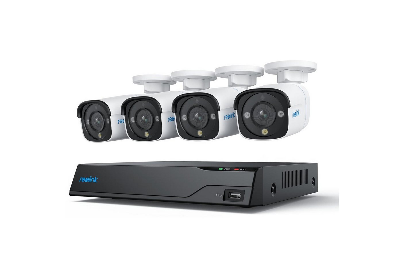 Reolink Überwachungskamera Set NVS8-12MB4 12 MP 8-Kanal PoE Netzwerkrekorder und 4x Kameras (inkl. 2TB Festplatte, 5-tlg., Zwei-Wege-Audio, Nachtsicht, Personen- und Fahrzeugerkennung) von Reolink