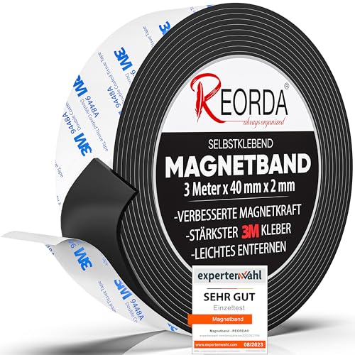 REORDA Magnetband selbstklebend stark - Magnetstreifen selbstklebend mit starkem 3M Kleber - Magnetklebeband mit optimierter Magnetkraft - Magnet Klebeband REORDA Magnetband selbstklebend stark - Magnetstreifen selbstklebend mit starkem 3M Kleber - Magnetklebeband mit optimierter Magnetkraft - Magnet Klebeband von Reorda