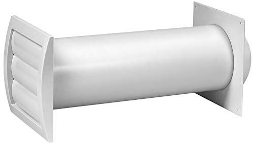 100 mm durchgängiges Belüftungsset – verstellbar – Lüfterhaube mit Rohr und Kanalverbinder – Kunststoff – mit integriertem Fliegengitternetz - 10 cm von Repa Market