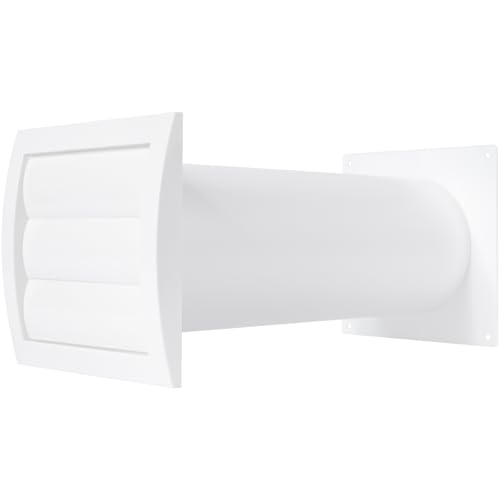 100 mm durchgängiges Belüftungsset – verstellbar – Lüfterhaube mit Rohr und Kanalverbinder – Kunststoff – mit integriertem Fliegengitternetz - 10 cm von Repa Market