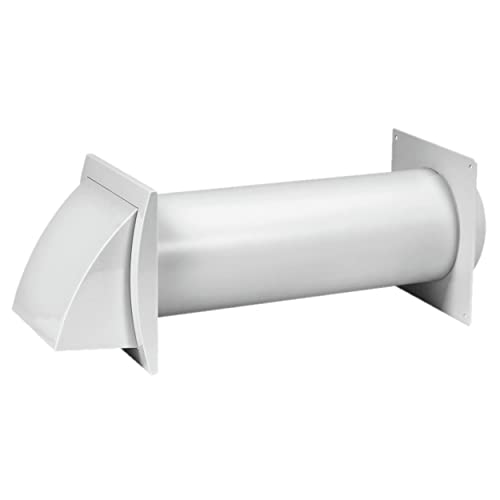 125 mm Durchgangs-Belüftungsset – Verstellbar – Lamellentlüftungshaube mit Rohr und Kanalanschluss – weiß – Kunststoff – mit eingebautem Schwerkraftdämpfer von Repa Market
