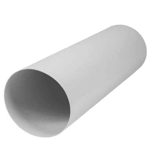 Repa Market 125 mm Weiss Rund Lueftungsrohr - Gerader Lüftungskanal aus Kunststoff – 50 cm lange Lüftungsleitung Rundrohr – Kunststoffrohr - Plastikrohr für Abluftkanal, Haus, Bad, Küche von Repa Market