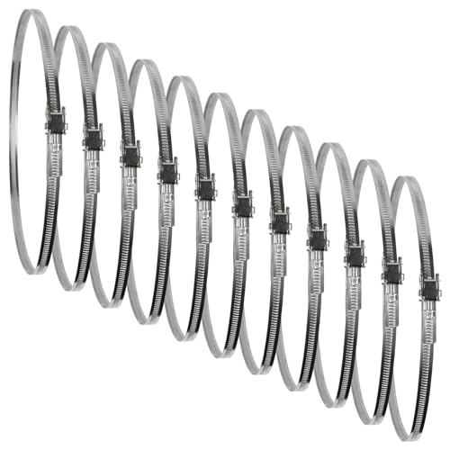 Repa Market - 215mm Rohrschellen – 10 Stück verstellbare Edelstahl-Rohrschellen mit Schneckengetriebe – Befestigungselement für flexible Rohre (10 Stück, Silber) von Repa Market