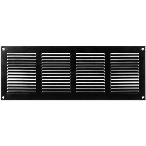 40 x 15 cm schwarze Abdeckung der Entlüftung – Qualitäts-Stahl-Rückluftgitter – für Decke und Seitenwand – HVAC – mit Insektenschutz (390 x 150 mm, schwarz) von Repa Market