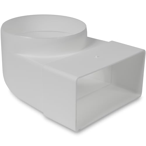 Repa Market 90° Grad 110 x 55 mm auf Ø100 mm Rechteckiger Flachkanalverbinder für Rundrohranschluss - Klima, Lüftung, Heizung, Kühlung - Runde Rohr und Flachkanal Verbinder/Adapter für Bad, Küche von Repa Market