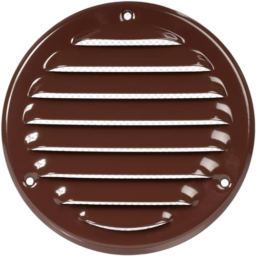 Ø 10 cm Braun Lüftungsgitterabdeckung – Runde Soffit Belüftungsöffnungen – Lüftungsgitter – integrierte Fliegengitter – HVAC Belüftung, Braun 100 mm von Repa Market