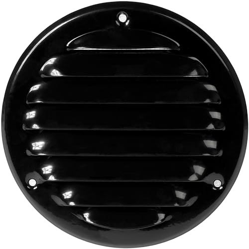 Ø 10 cm Schwarz Lüftungsgitterabdeckung – Runde Soffit Belüftungsöffnungen – Lüftungsgitter – integrierte Fliegengitter – HVAC Belüftung, Schwarz 100 mm von Repa Market