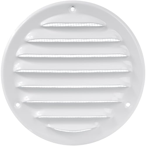 Ø 10 cm Weiß Lüftungsgitterabdeckung – Runde Soffit Belüftungsöffnungen – Lüftungsgitter – integrierte Fliegengitter – HVAC Belüftung, Weiß 100 mm von Repa Market