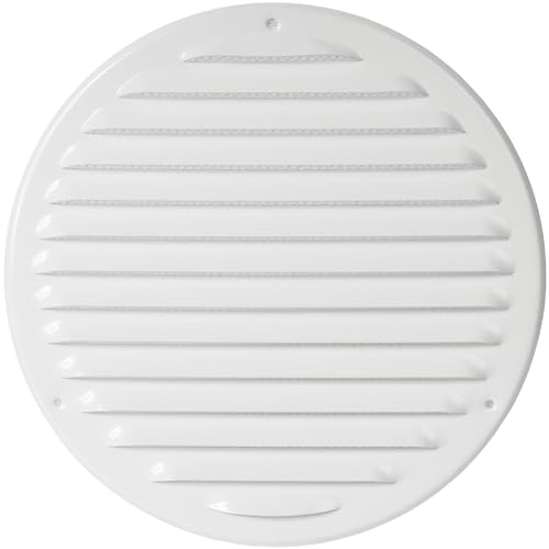 Ø 20 cm Rundes Lüftungsgitter aus Weiß mit Insektenschutz – Lüftungsabdeckung für den Innen- und Außenbereich – Heiz-, Kühl- und Lüftungsanwendungen. (200 mm, Weiß) von Repa Market