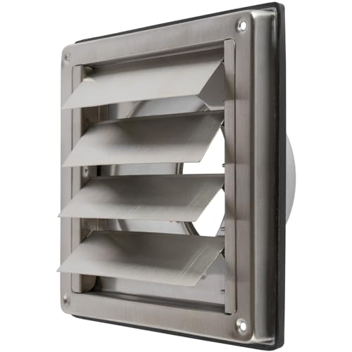 Repa Market 100 mm Edelstahl Abdeckung Abluft lüftungsgitter für Lüftung Systeme, Klimaanlage - Mit Gummidichtung und Rückstauklappe - Abluftkappe für Außen - Gitter für Trockner und Dunstabzugshaube von Repa Market