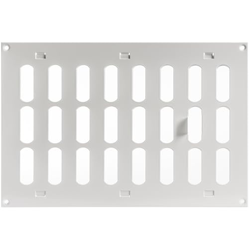 Repa Market 30 x 20 cm (Außenmaße) Rechteckig Metall Weiß Lüftungsgitter verstellbar - Einstellbar Belüftung Gitter Abdeckung für Innen und Aufen - Lüftungsgitter verschließbar 300 x 200 mm von Repa Market