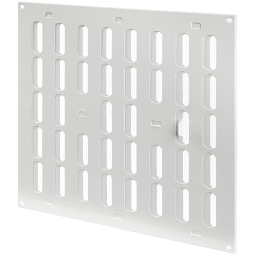 Repa Market 30 x 30 cm (Außenmaße) Quadratisch Metall Weiß Lüftungsgitter verstellbar - Einstellbar Belüftung Gitter Abdeckung für Innen und Aufen - Lüftungsgitter verschließbar 300 x 300 mm von Repa Market