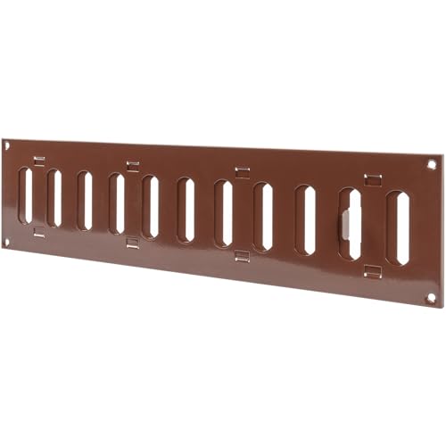 Repa Market 40 x 10 cm (Außenmaße) Rechteckig Metall Braun Lüftungsgitter verstellbar - Einstellbar Belüftung Gitter Abdeckung für Innen und Aufen - Lüftungsgitter verschließbar 400 x 100 mm von Repa Market